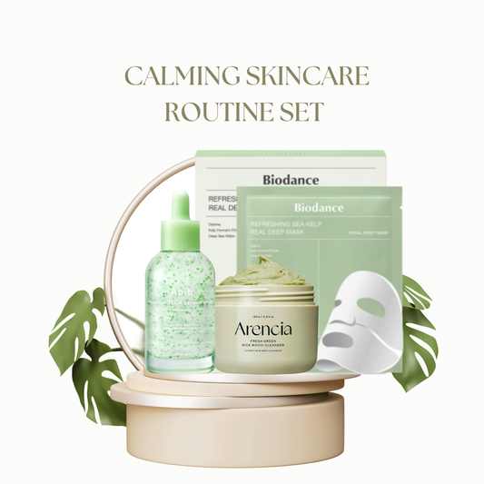 Calming Skincare Routine Set - Cleanser, Serum & Overnight Mask